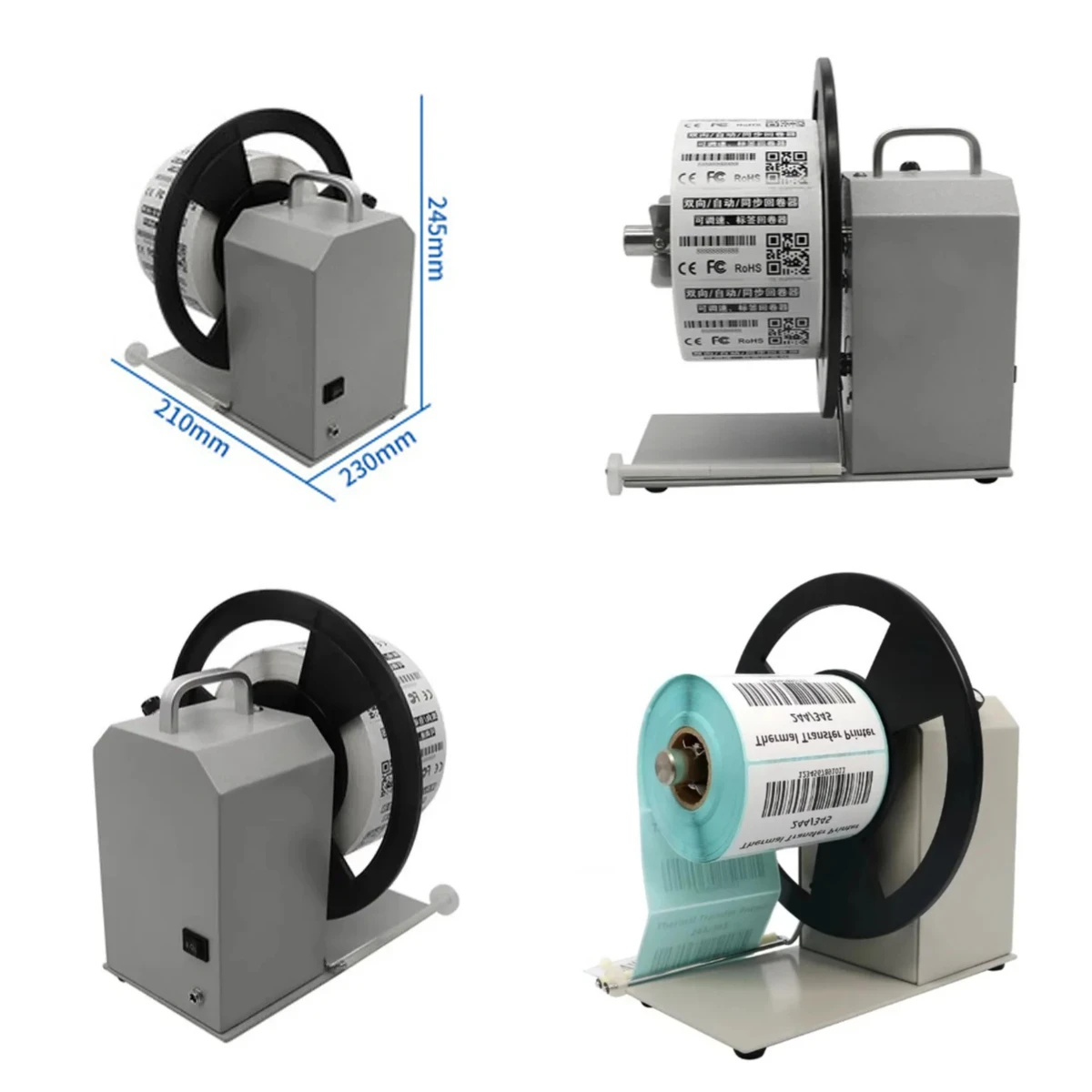 Industrial Label Rewinding Equipment, 90mm  Automatic Two‑Way Label Winding Machine