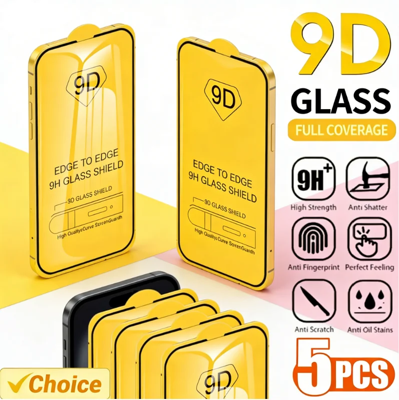 1/2/3/4/5 PCS 9D Tempered Glass For iPhone 17 16 17Air 15 11 12 13 14 Pro Max plus 16E Screen Protector For iPhone 13 XR Max