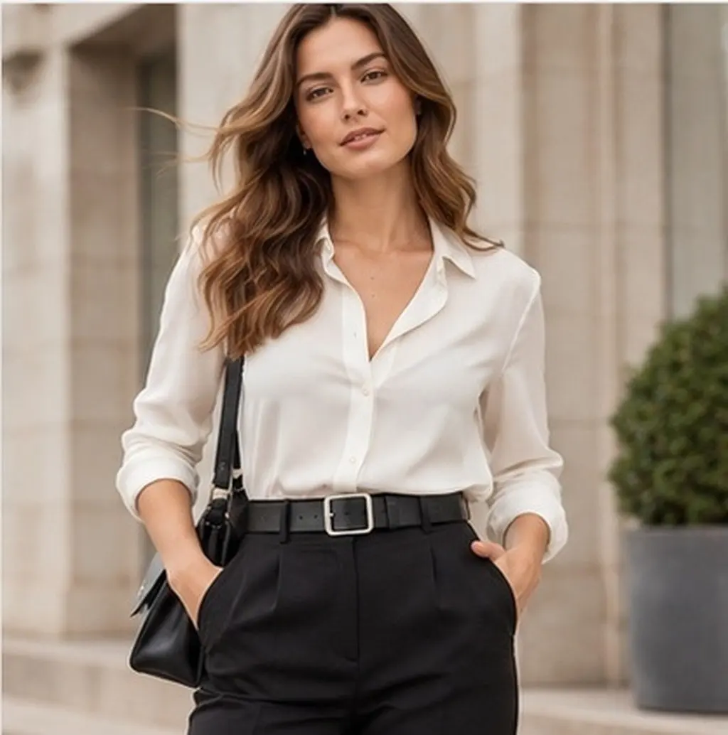 1Pcs Women Belt Square Buckle Adjustable Casual Belt Black Silver 110Cm Length 3.3cm Width Fashionable Gift for Female