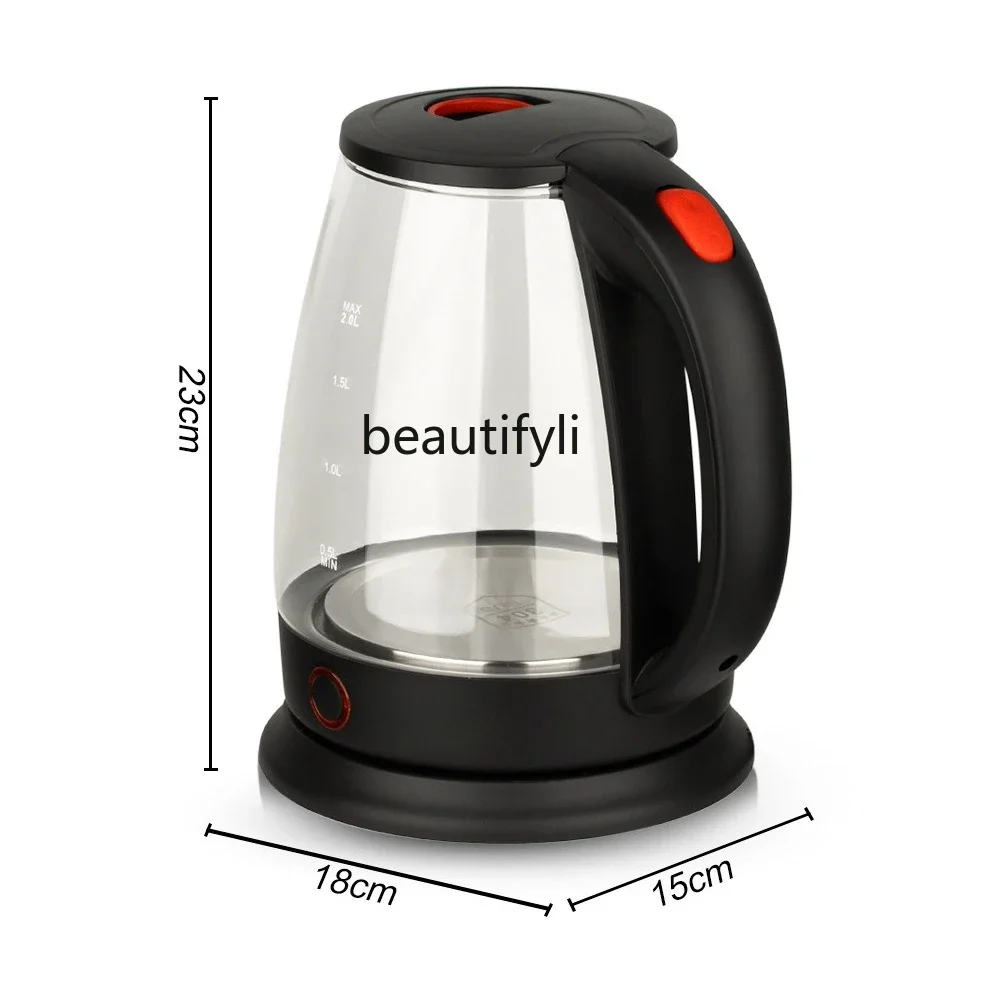 Asmt42 Hervidor eléctrico doméstico, hervidor antiseco con apagado automático, hervidor doméstico visual de vidrio de 2L