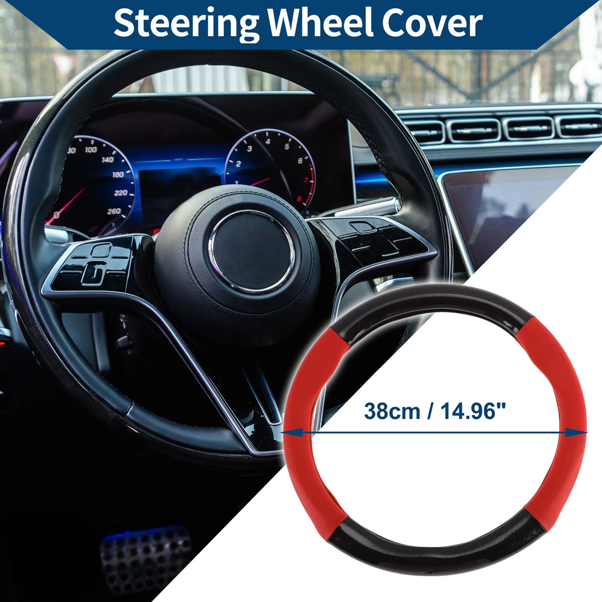 

UXCELL 38 см чехол на руль из искусственной кожи ABS 1 шт. многоцветная защита рулевого колеса автомобиля узор из углеродного волокна