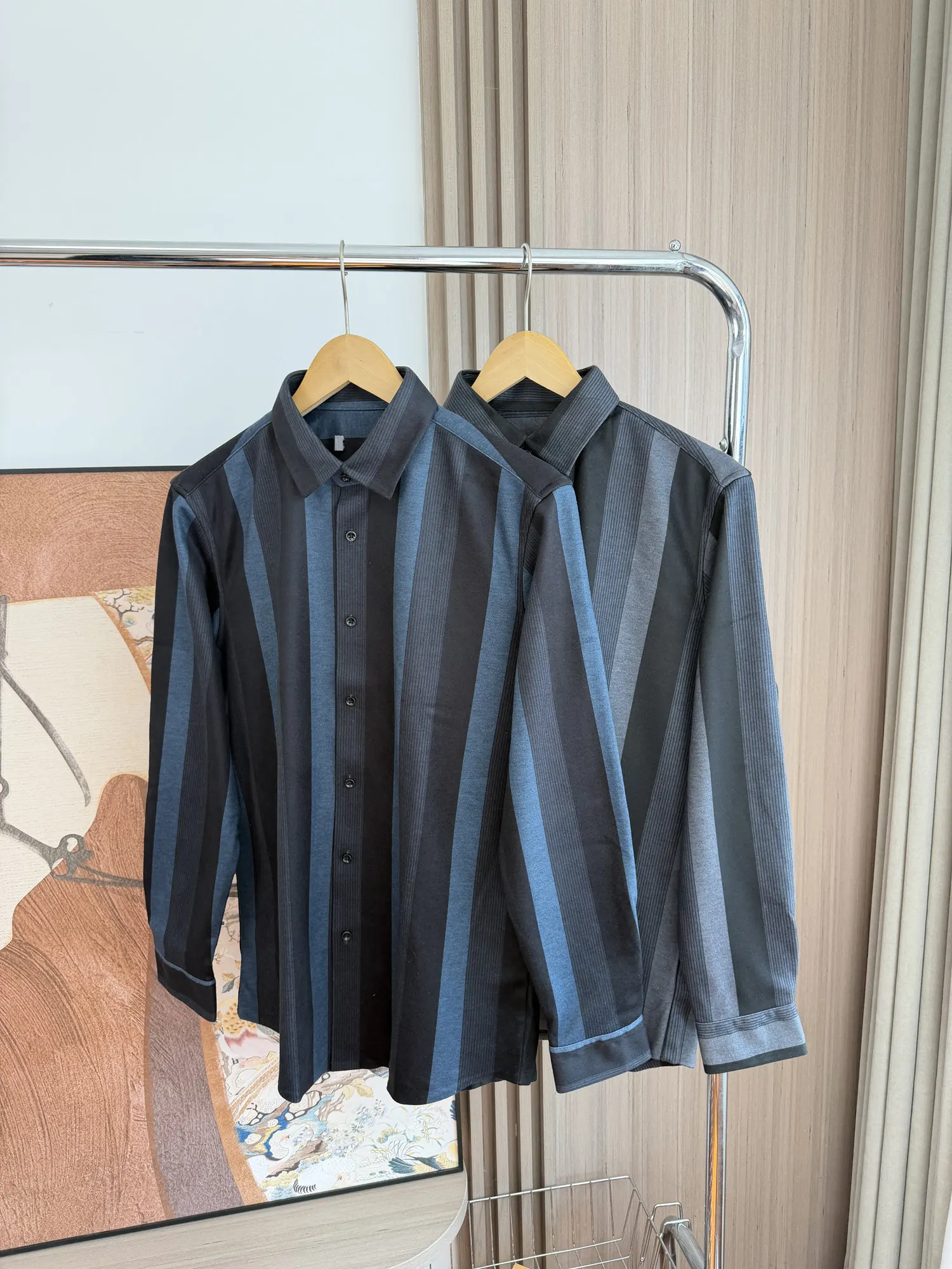 

Warm Fleece Lined Casual Long Sleeve Men's Shirt Commute Fashion Urban Style Striped Comfortable All Season Standard Fit Shirt