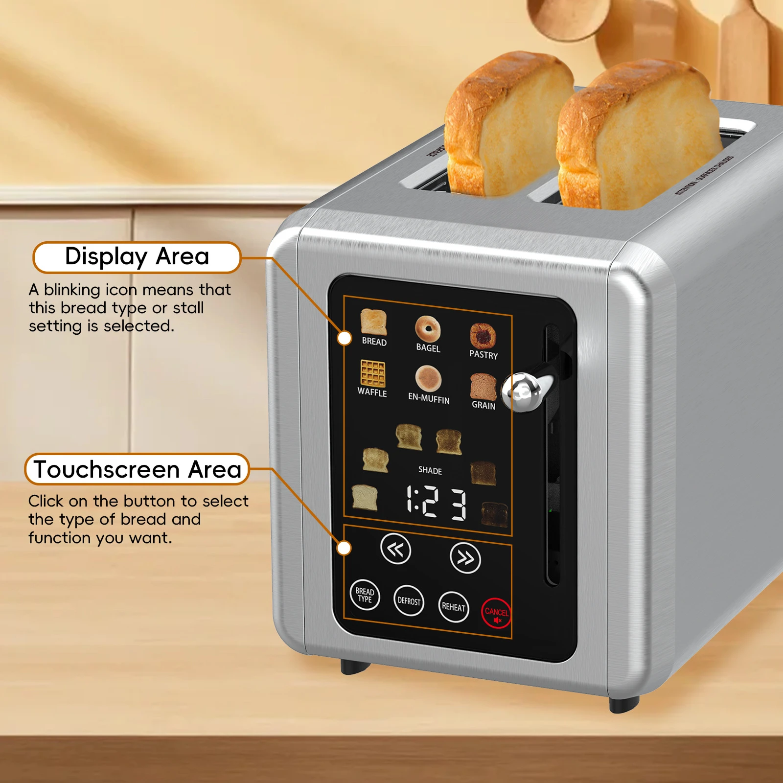 6-in-1 Smart Touch Screen Breakfast Machine Multifunctional Sandwich Machine Household Toast Waffle Machine Toast Driver