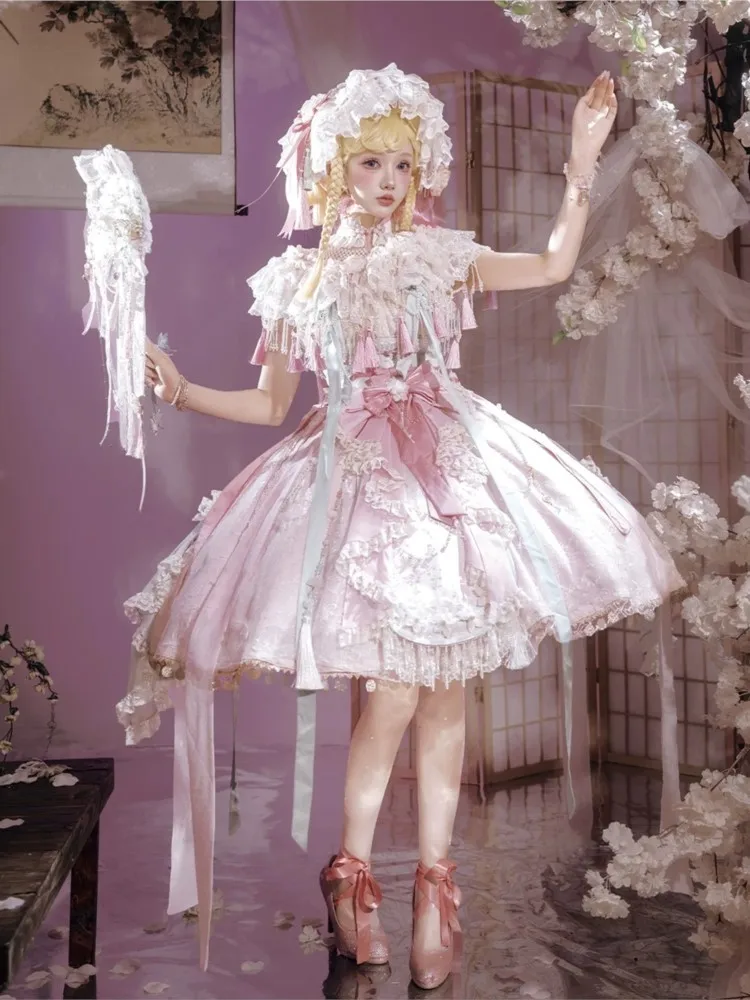 New Chinese-style pink dress