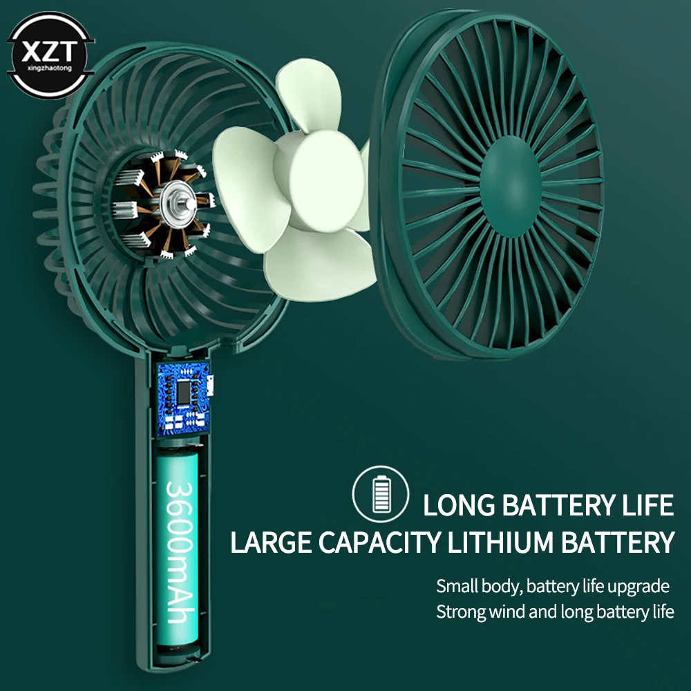 USB Mini Silent Small Fan with Base Rechargeable Portable Handheld Fan Long Battery Life for Travel Outdoor