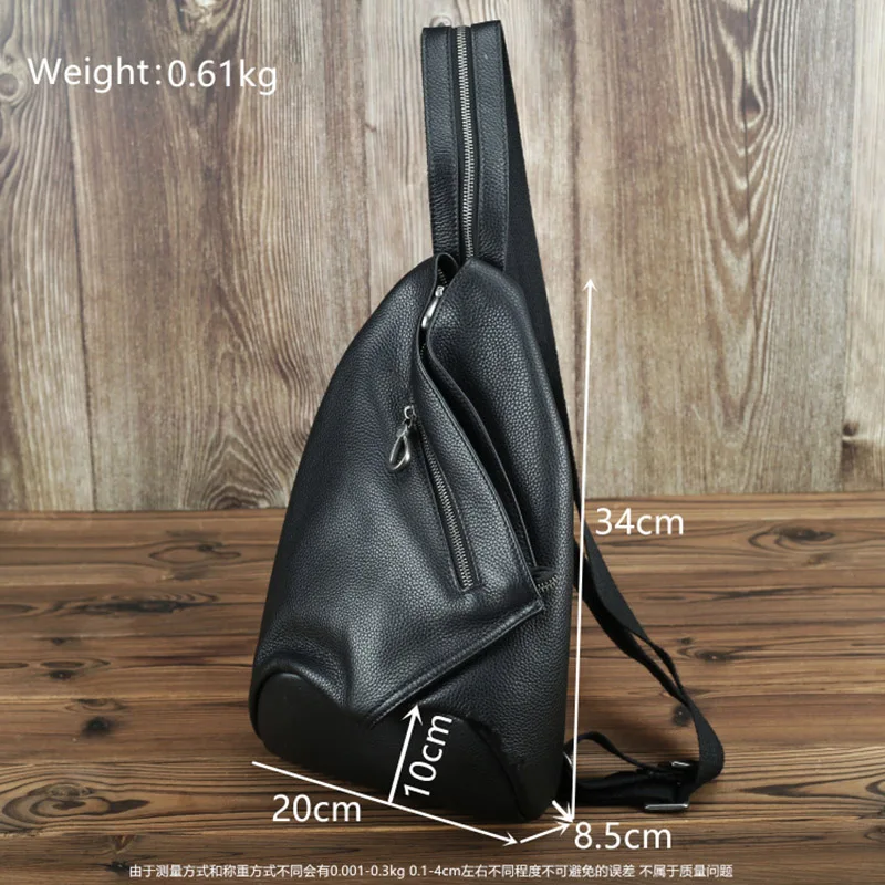 Head Layer Cowhide Soft GenuineLeather Backpack Casual Fashion Sling Backpack Pebble Grain Minimalist Daily Commuting Chest Bag