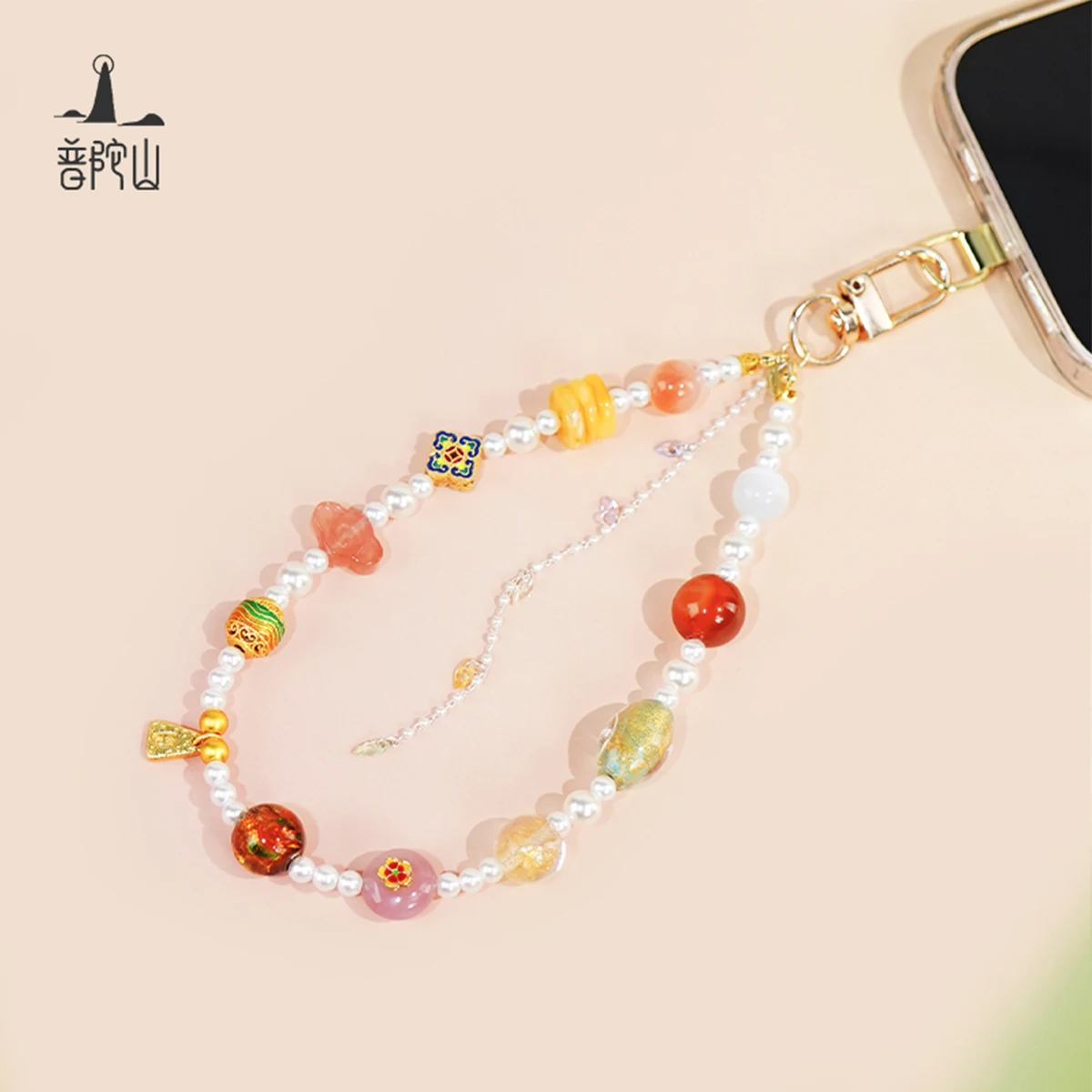 

Handmade Putuo Mountain Phone Strap Lucky Charm Keychain Cute Crystal Bead Lanyard for Women Mobile Phone Rope Decoration