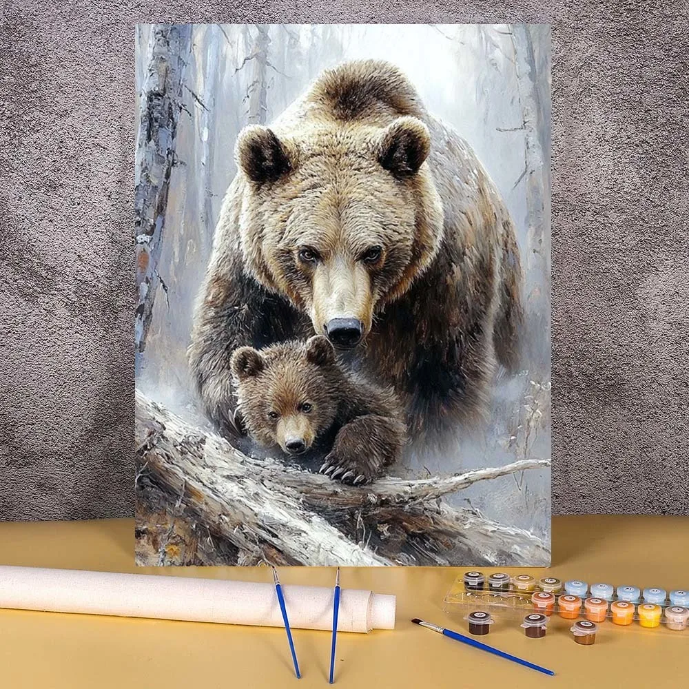 

30x40cm Oil Painting By Numbers Animal Bear Pictures By Numbers On Canvas Room Wall Decoration DIY Digital Paint Kits Gift