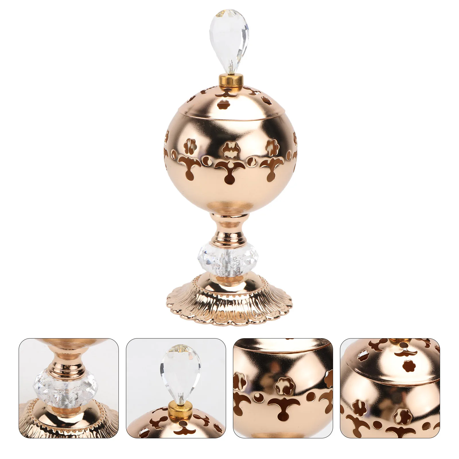 

1pc Iron Art Holder Hollow Out Design Home Office Decor Metal Censer Stand For Party Aromatherapy Decoration