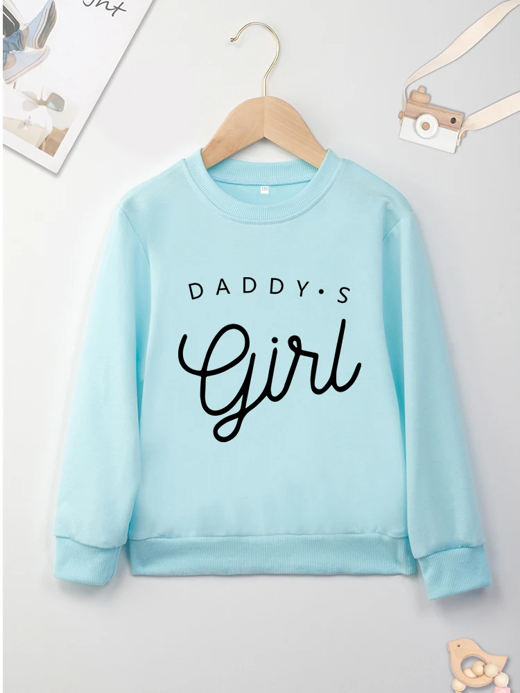 Daddy\'s Girl Print Minimalist Y2K Style Kids Sweater Yellow Baby Girls Comfy Hoodless Four Seasons Top Clothes Sweatshirts