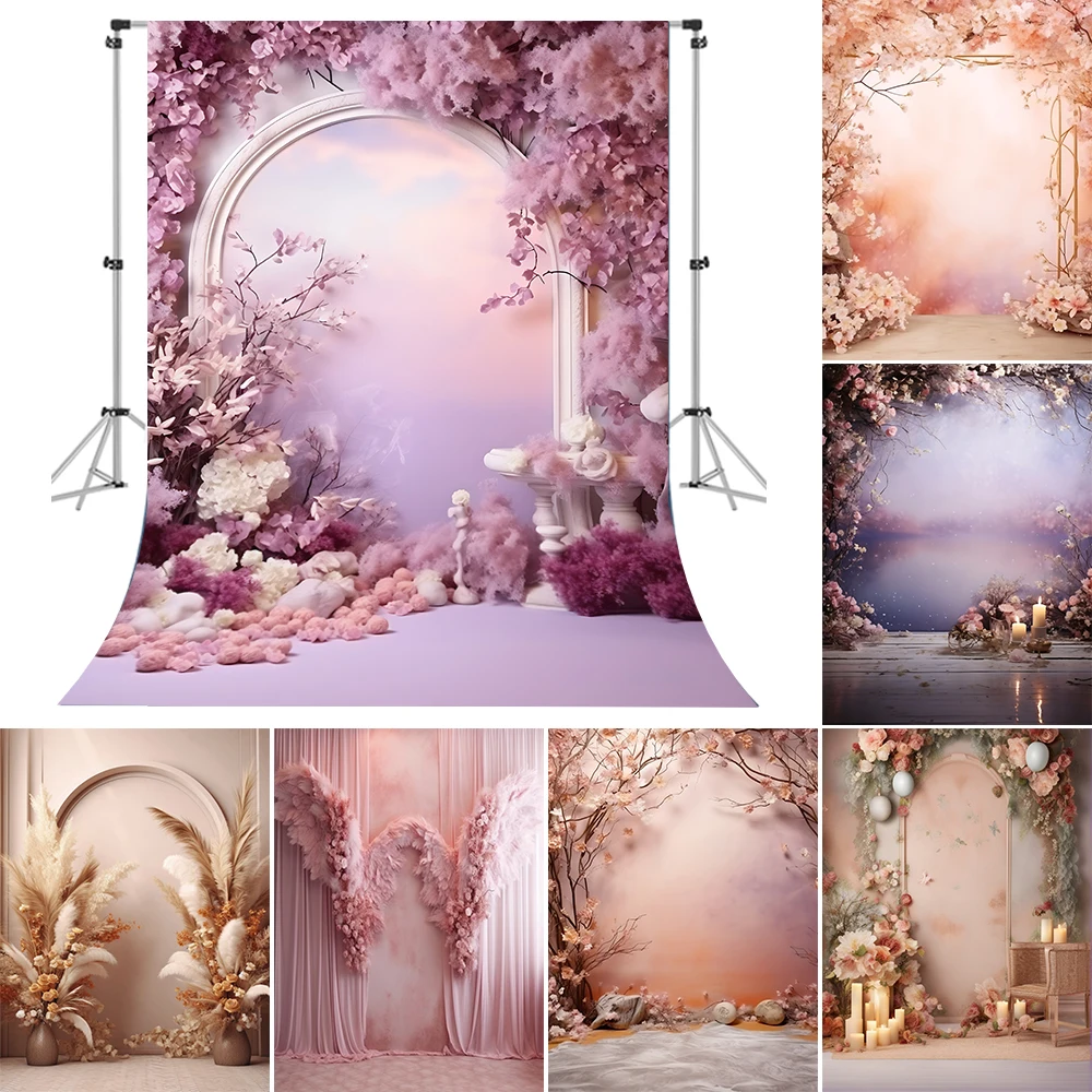 Bonvvie Wedding Boho Photography Backdrop Retro Flower Window Curtain Bridal Shower Portrait Birthday Party Photocall Background