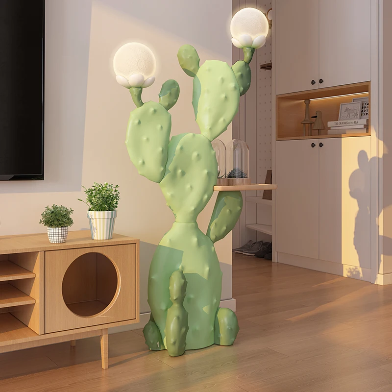 Große moderne Dopamin-Kaktus-Stehlampe, doppelseitiger Sofa-Beistelltisch, einzigartige Wohnzimmer-Dekoration, sicheres Material, Heimbeleuchtung
