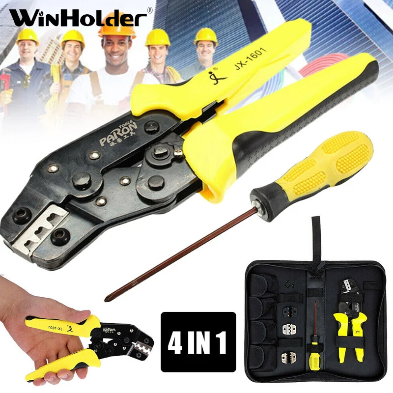 

Winholder Professional 4 In 1 Hand Ratcheting Wire Cutter Stripper Crimping Pliers Tool Kit Electrical Cable Crimper 24-14AWG