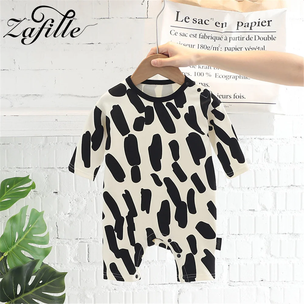 

ZAFILLE Fashionable Baby Clothes Cows Printed Newborn Jumpsuit For Kids Boys Clothing Long Sleeve Toddler Girls Romper Sleepwear