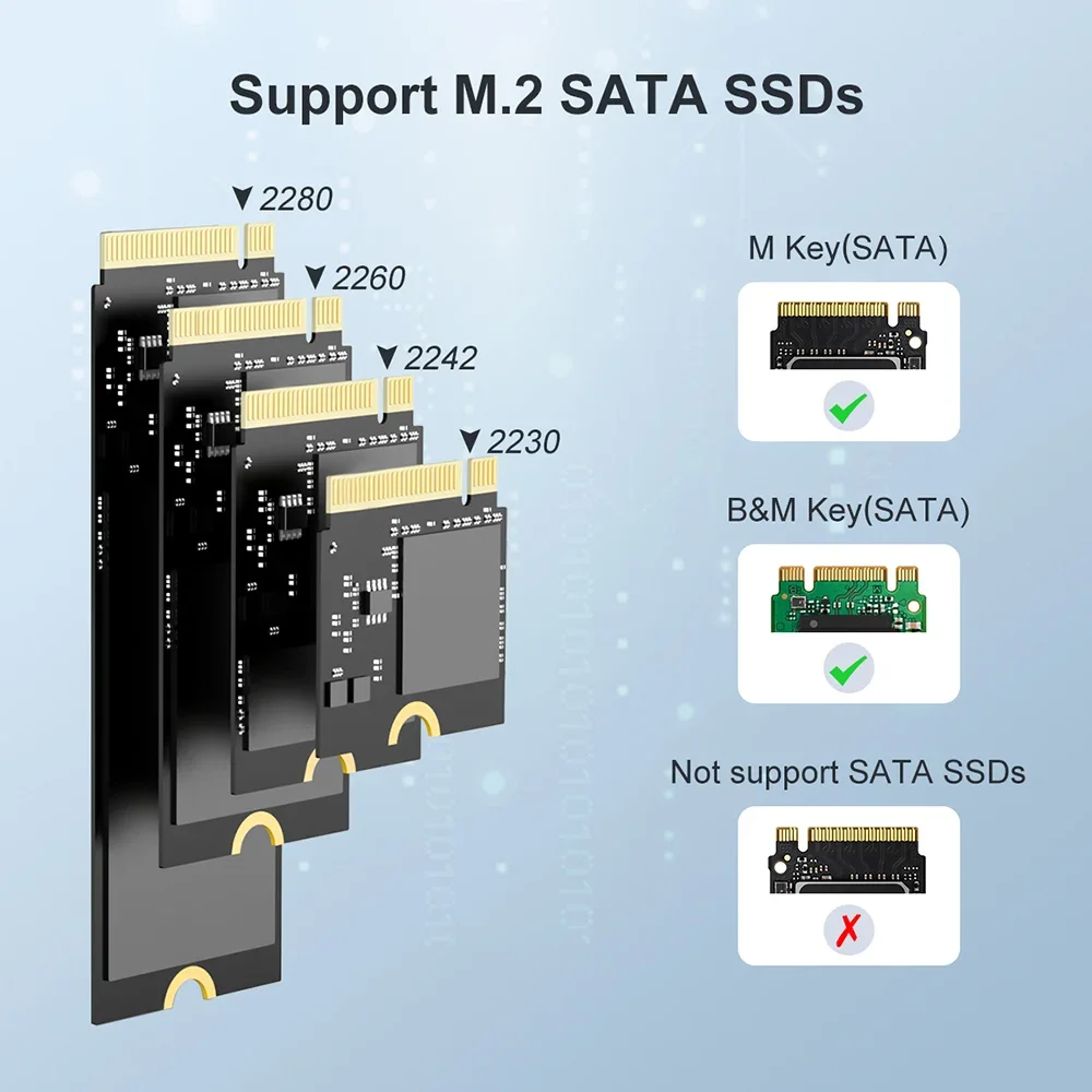 MAIWO-M.2 Caixa de disco rígido móvel, notebook protocolo SATA, SSD de estado sólido, caso externo com clonagem, compartimento duplo