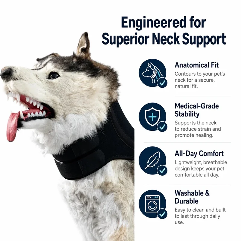 Metal Hinge Dog Neck Brace Adjustable Cervical Collar Pain Relief Durable Eco-Friendly Pet