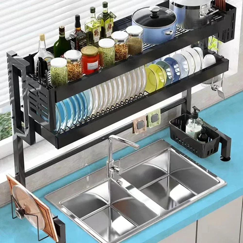 Bowl Tray Storage Rack Above Kitchen Sink, Dustproof Storage Rack for Tableware Kitchen Utensils, Drainage Rack for Tableware