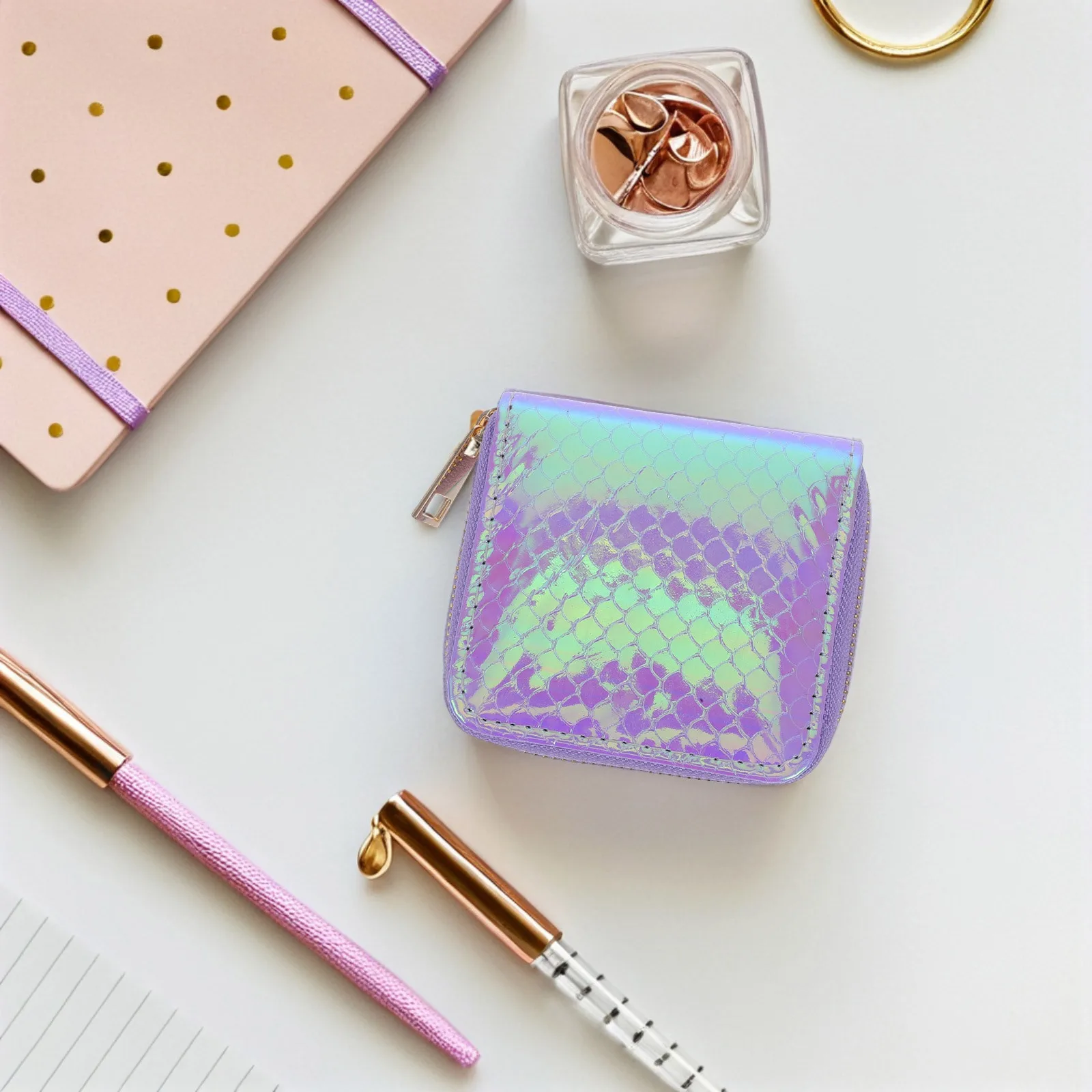 

Mermaid Pattern Coin Wallets Purse Cute Slim Billfolds Lightweight Stylish Minimalist Zippered Closure Perfect Gift