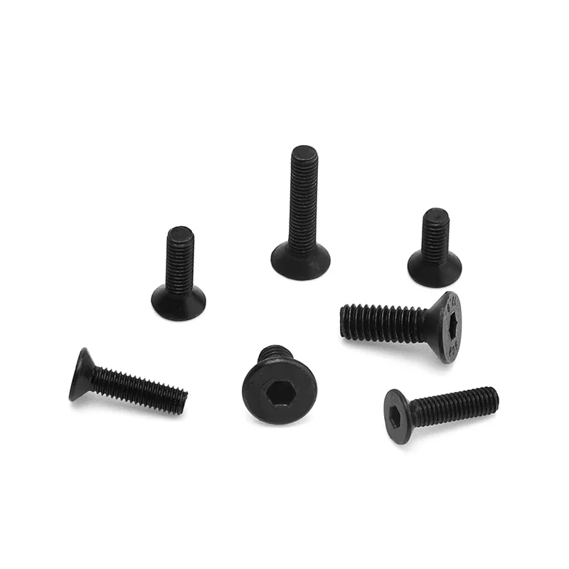 20 قطعة مسامير سداسية من الفولاذ الكربوني الأسود M2/M3/M4/M5 مسامير ألين برأس مسطح بأحجام متنوعة #4