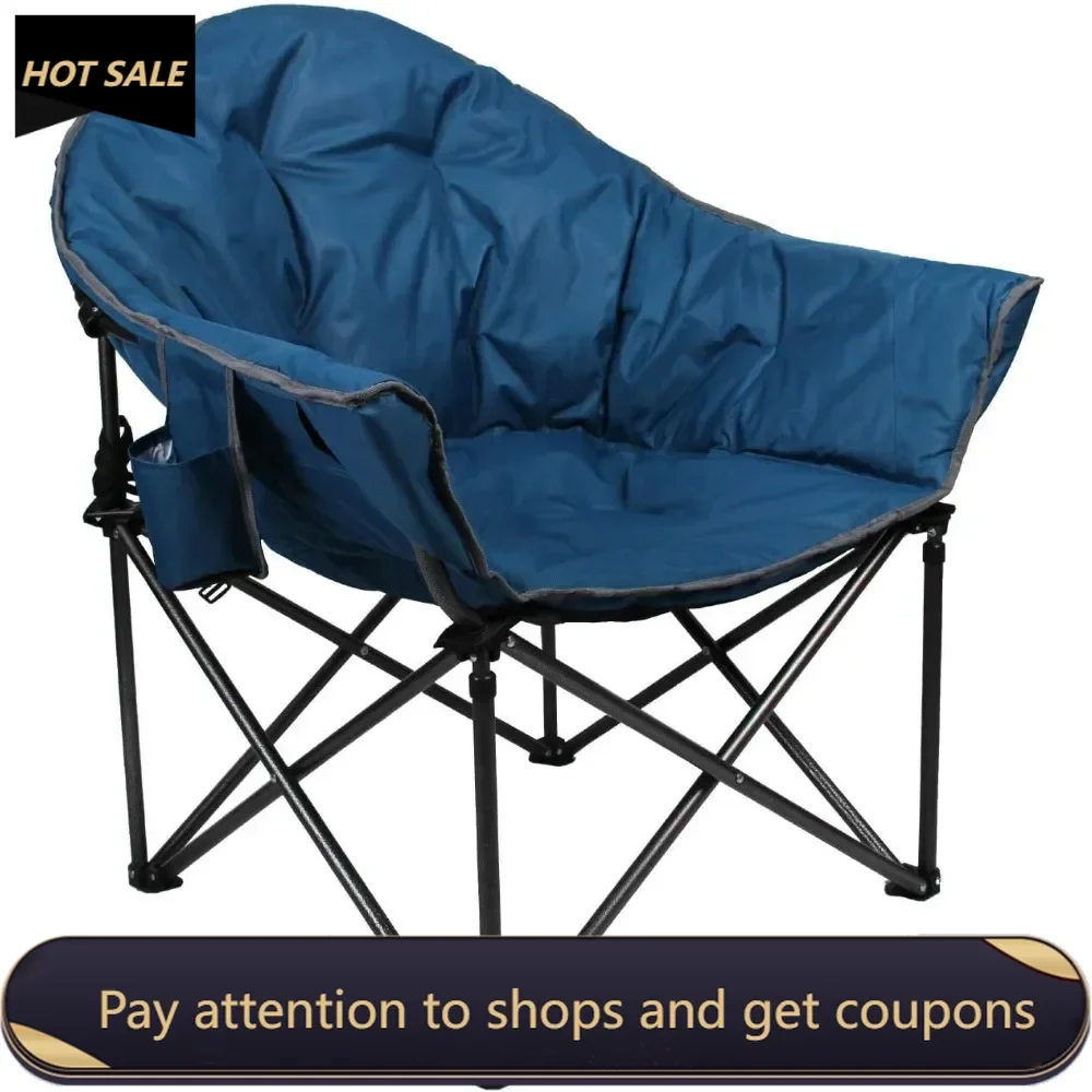 

Oversized Camping Chairs Padded Moon Round Chair Saucer Recliner with Folding Cup Holder and Carry Bag Freight free