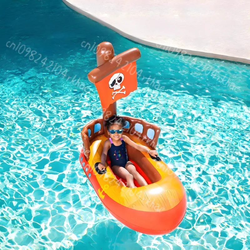 

Children's pirate boat inflatable boat floating on water with air cushion small boat