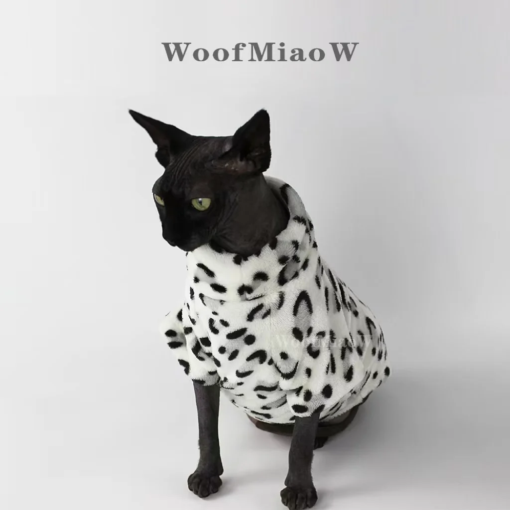 Cat Clothes leopard print Fashion Winter Soft Warm for Sphynx Cat Clothing Comfort Thickened Hairless Cat Kitten Outfits Clothes