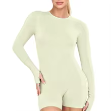 Jumpsuit Women Backless TummyControl SlimFit LongSleeve Cute - Butter