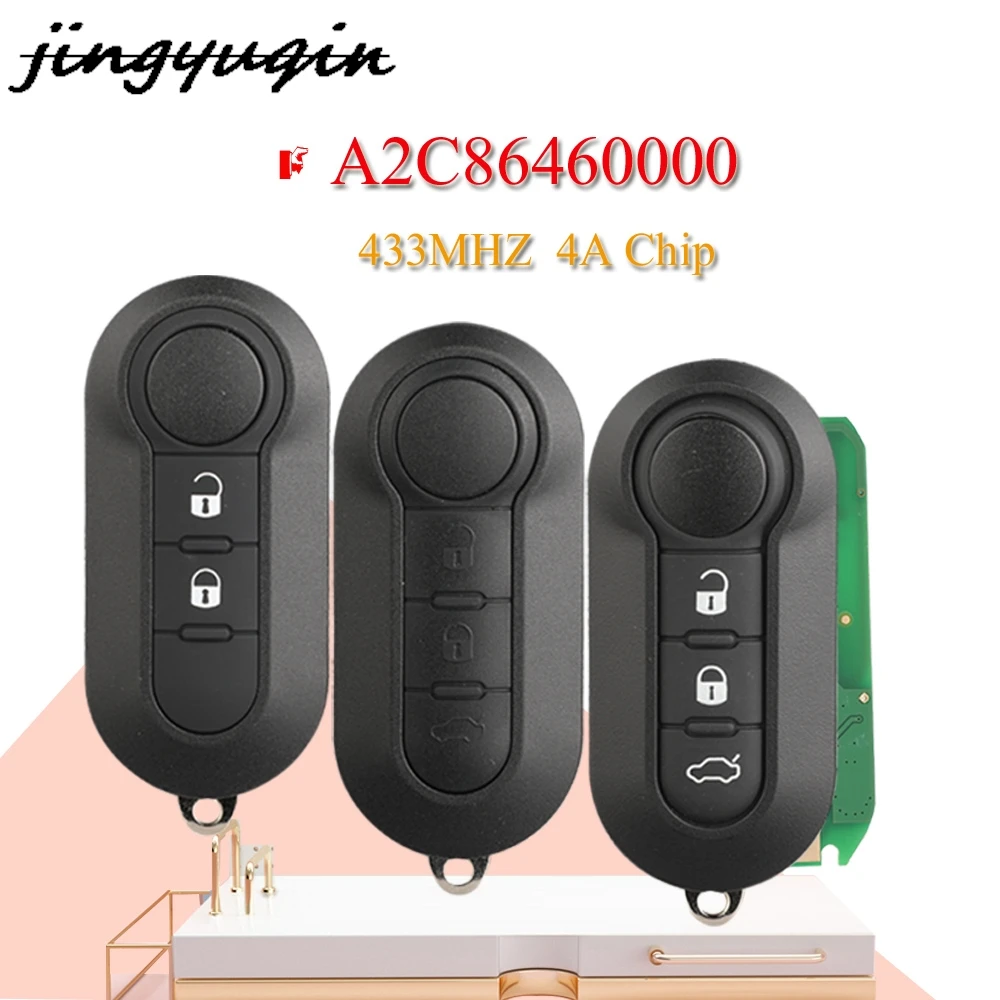 

JYQ A2C86460000 откидной дистанционный автомобильный ключ 4A чип 433 МГц для Fiat Mobi Uno Fiorino E Mais Strada Citroen Peugeot Fob Control 2/3BTN