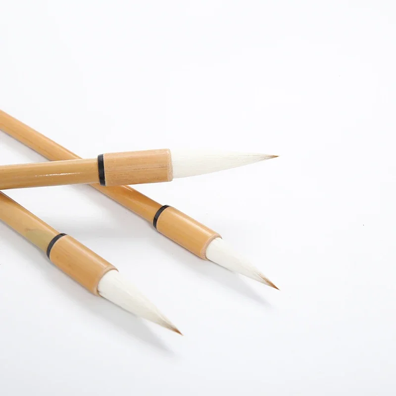Woolen Multiple Hair Calligraphy Brush Medium Regular Script Brush Natural Bamboo brush holder Calligraphy Practice Pen Supply