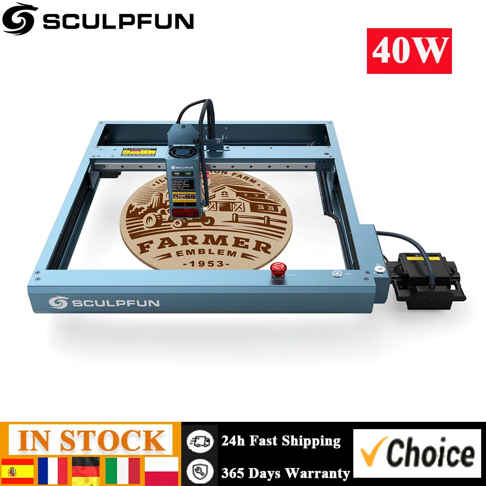 Sculpfun SF-A9 40W Laser Engraver Cutting Machine with Ultra-fine Laser Spot Adjustable 0.1mm/0.15mm Precise Positioning