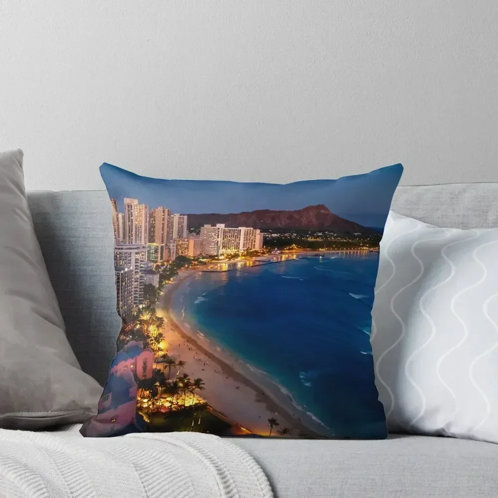 Waikiki Beach and Honolulu Skyline, Hawaii Throw Pillow christmas decorations 2025 Ornamental Pillow Pillowcases pillow