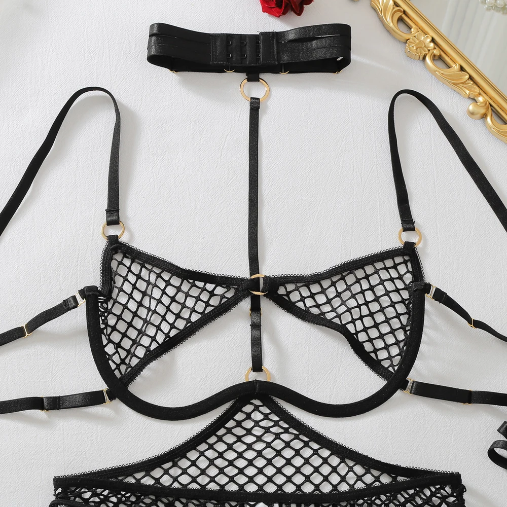 Conjunto de lingerie de rede p - Fishnet Stocking Women avaliação e preço