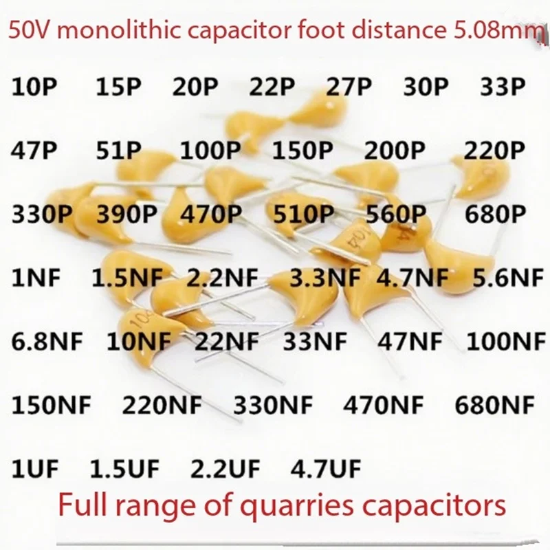 100PCS  50V monolithic ceramic capacitor 10PF ~ 10UF 22PF 47NF 220NF 1NF 4.7UF 1UF 100NF 330NF 0.1UF 102 104 105 106 103 473 334