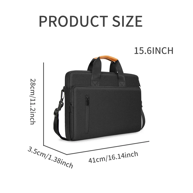 Maletín de negocios para hombre, bolsa de hombro para ordenador portátil de 15,6 pulgadas, con correa larga, de gran capacidad