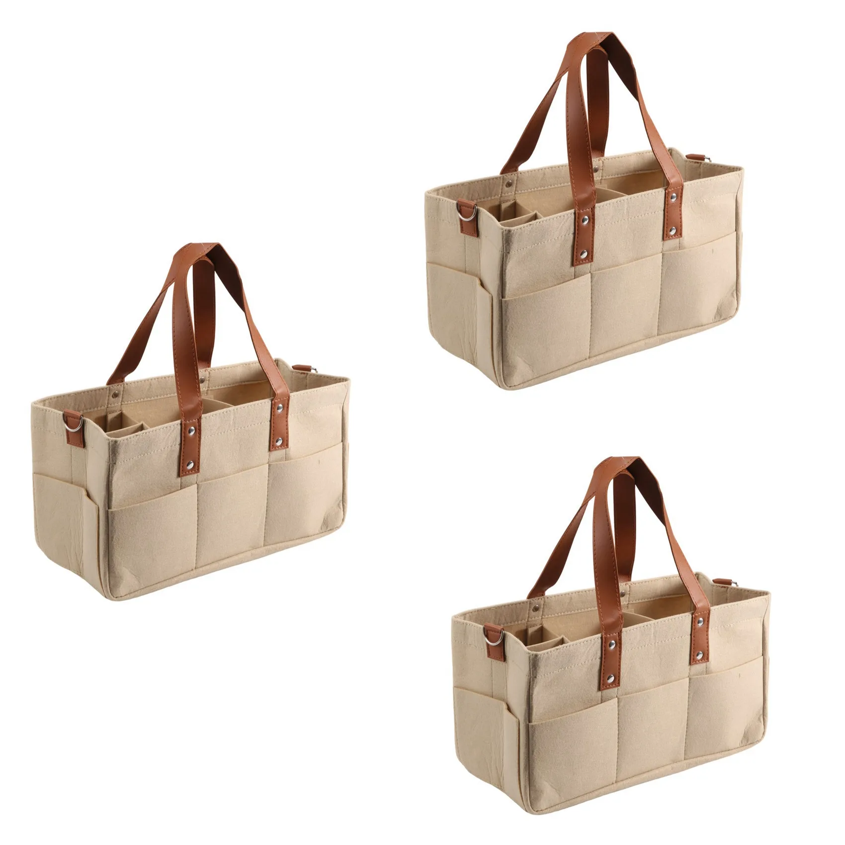 DELAM-3X almacenamiento de fieltro para bebé, cesta organizadora para guardería, bolsa de pañales infantil con asa, carrito para cambiar pañales, portaequipajes para niños A