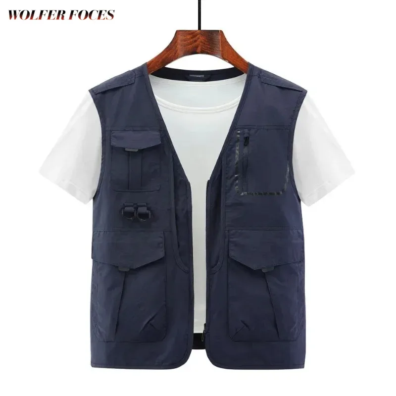 

Men Hunting Jacket Waterproof Padded Camping Luxury Fishing Vests Professional Denim Vest Windbreaker Coat Sleeveless Work MAN