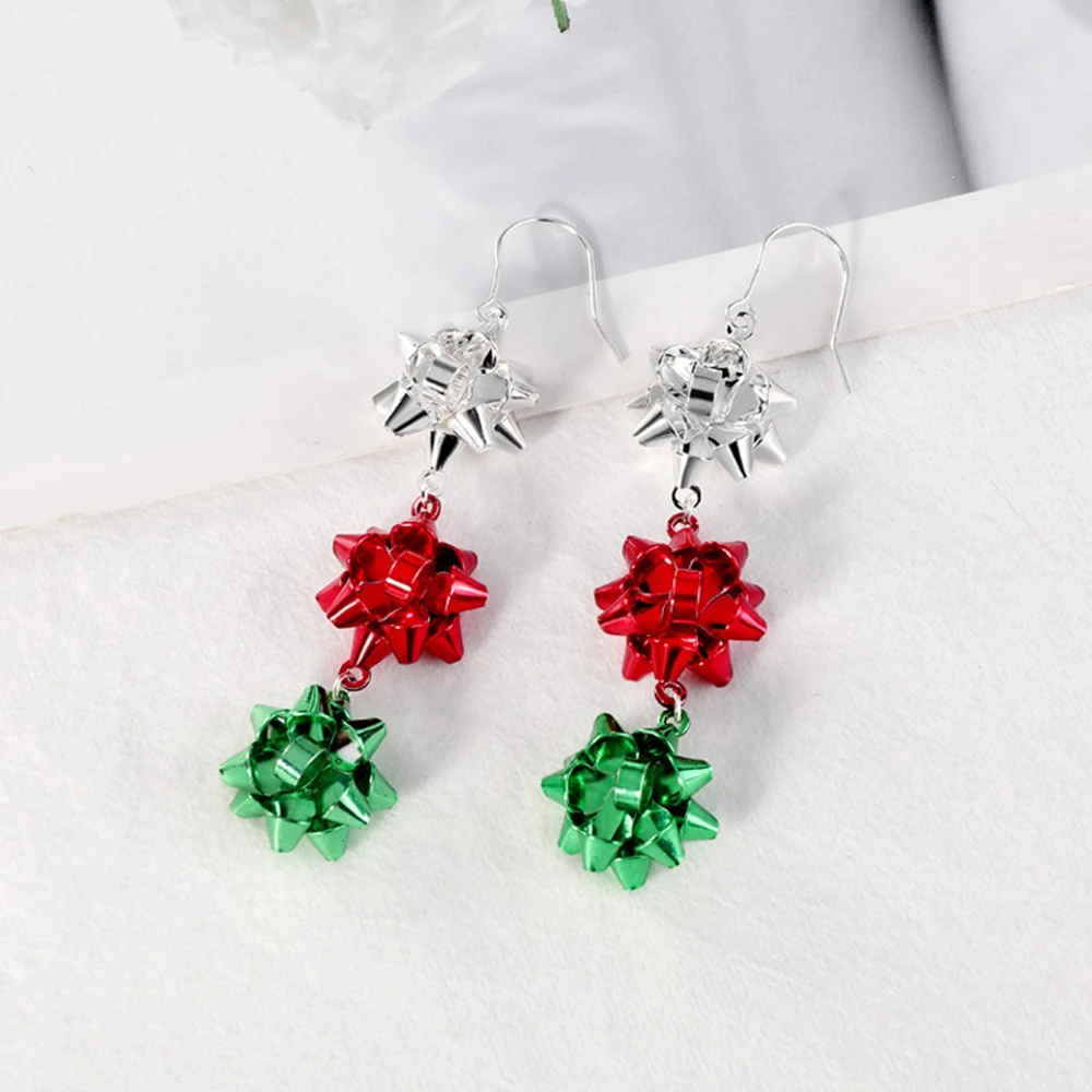 Tricolor Drop Earrings Ear Decorations Festival Style Durable Non-fading Alloy Hook Jewelry for Friend Family Neighbors Gift