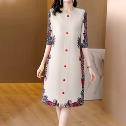 Pleated Spring and Autumn New Mom Dress Large Loose Slim Cardigan Dress Coat  boho dress  LOOSE