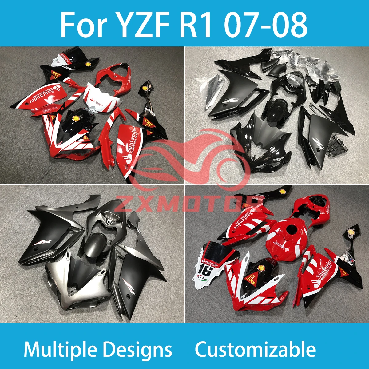 Fairings for Yamaha YZF R1 07 08 Refitting Motorcycle Customized Shell Body set Fairing Kit R 1 2007 2008