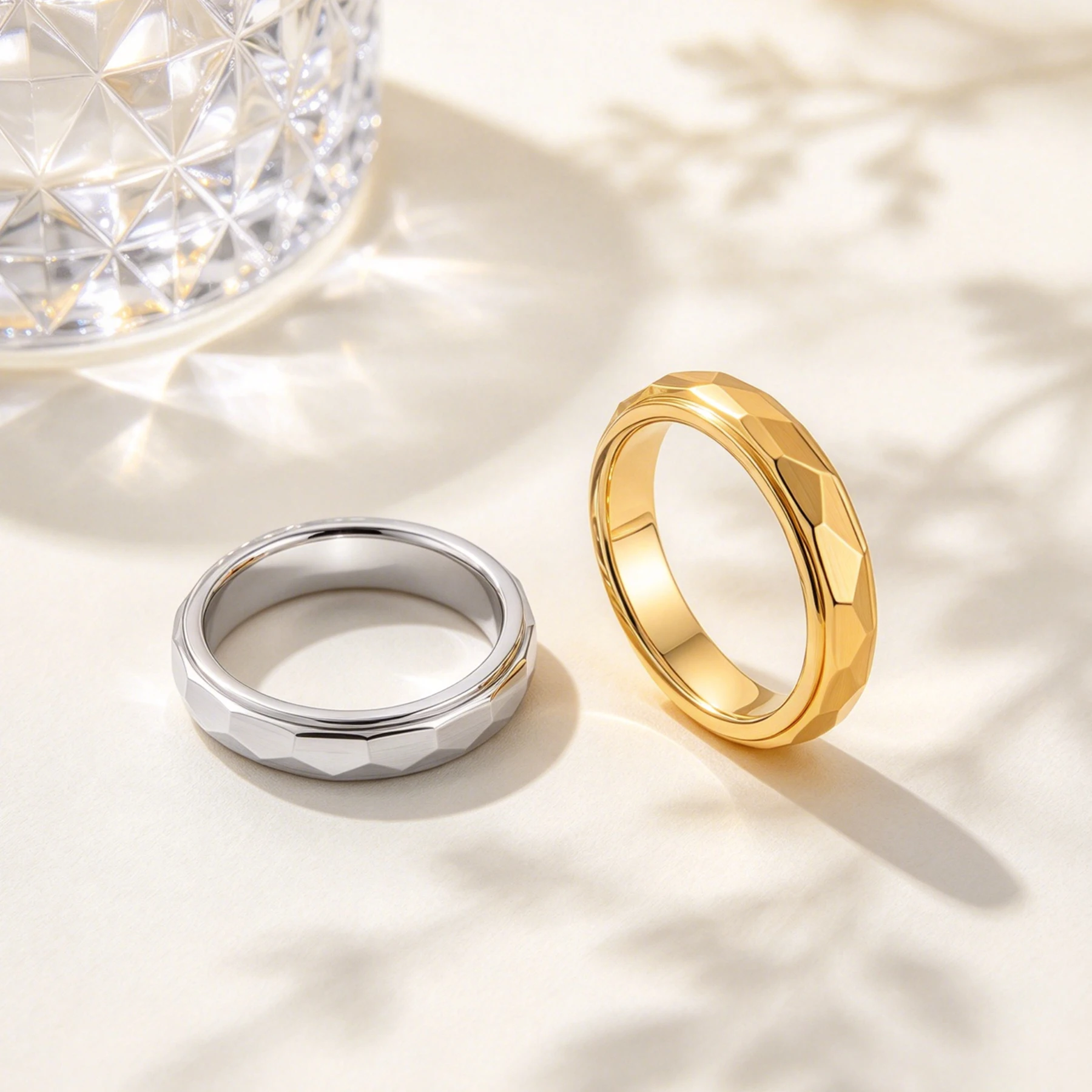Minimalist Unique Rotatable Stainless Steel Ring for Men Women Hypoallergenic Stackable Wedding Couple Promise Band Jewelry Gift
