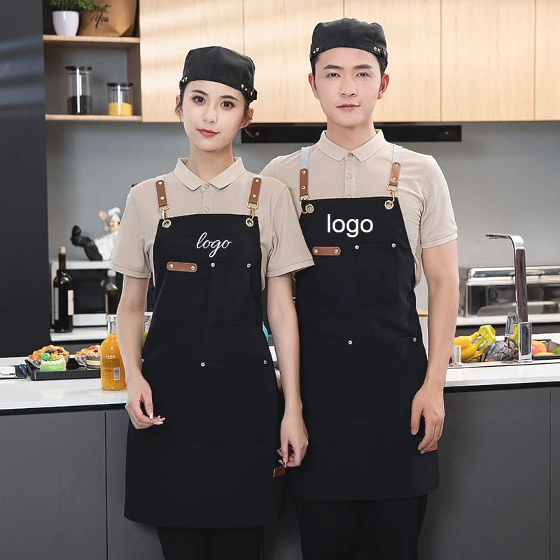 Kitchen Apron Women Household Cleaning Things Logo Printing Chef Waiter Uniforms Restaurant Hotel Barber Mandiles Waterpoof Bibs