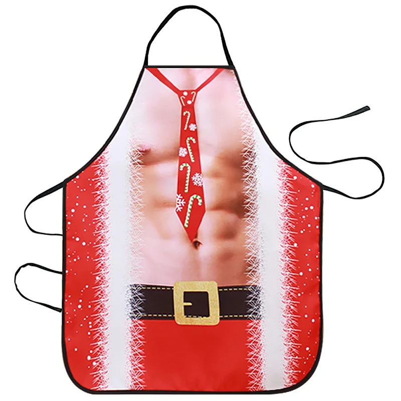 

Funny Kitchen Aprons Creative Muscle Man Print Xmas BBQ Cleaning Cooking Apron Stain-proof Apron Barbecue Apron Party Gift