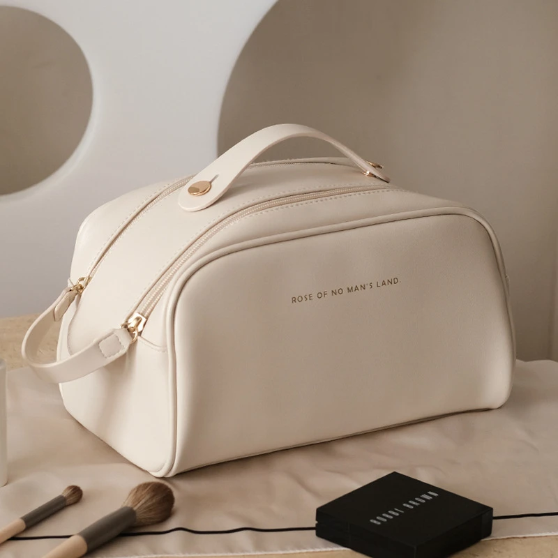 Fahsion borsa per cosmetici da donna borsa per cosmetici portatile con doppia cerniera borse per il trucco di lusso borsa da toilette da viaggio di