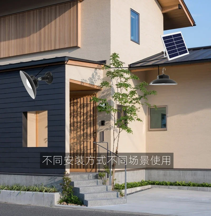 Solar Pendant Lights with Remote Control Dimmable 3000K-6000K Outdoor Waterproof Indoor Solar Lamp 5m Cord for Garden Porch