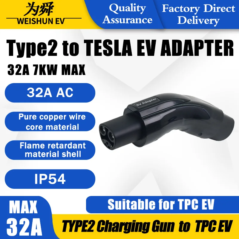 

TYPE2 TO TESLA EV Adapter Electric Vehicle Charger Connecter for 16A/32A TYPE2 Charger TO TESLA Electric Car Adapter