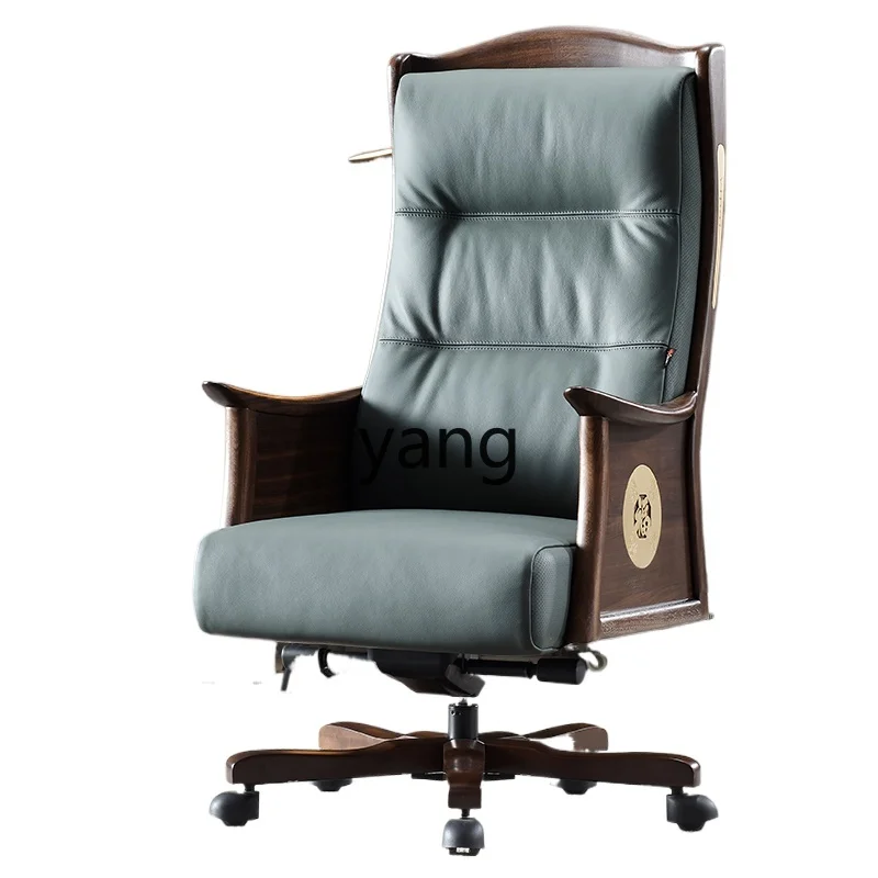 

YJQ leather boss chair Chinese solid wood high-end president business home comfortable study chair