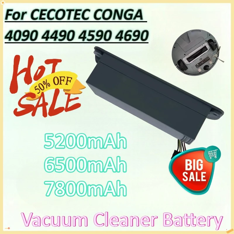 

New 14.4V 7800mAh for CECOTEC CONGA 4090 4590 4490 4690 Robot Vacuum Cleaner Accessories Spare Parts Replacement Battery