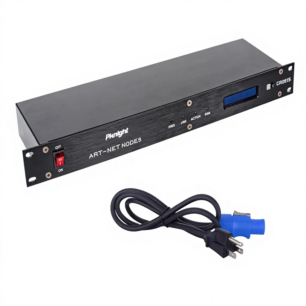 Pknight CR061S 8-Port ArtNet4 to DMX512 Node 4096CH 19-Inch 1U Rackmount IP65 Stage Lighting Control