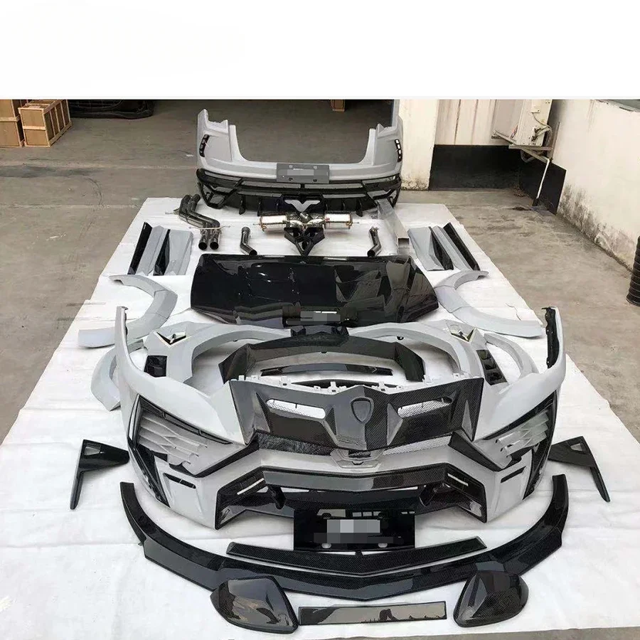 Car Body Kit Parts M-Style With Front$Rear Bumper Side Skirts Fenders mirror cover Roof spoiler Rear Spoiler Exhaust Tips Auto P