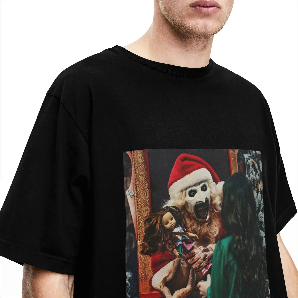 Terrifier Christmas Terrifier 3 Art The Clown T-Shirt Men Vintage Cotton T-Shirts O Neck Tee Shirt Casual Plus Size Clothing